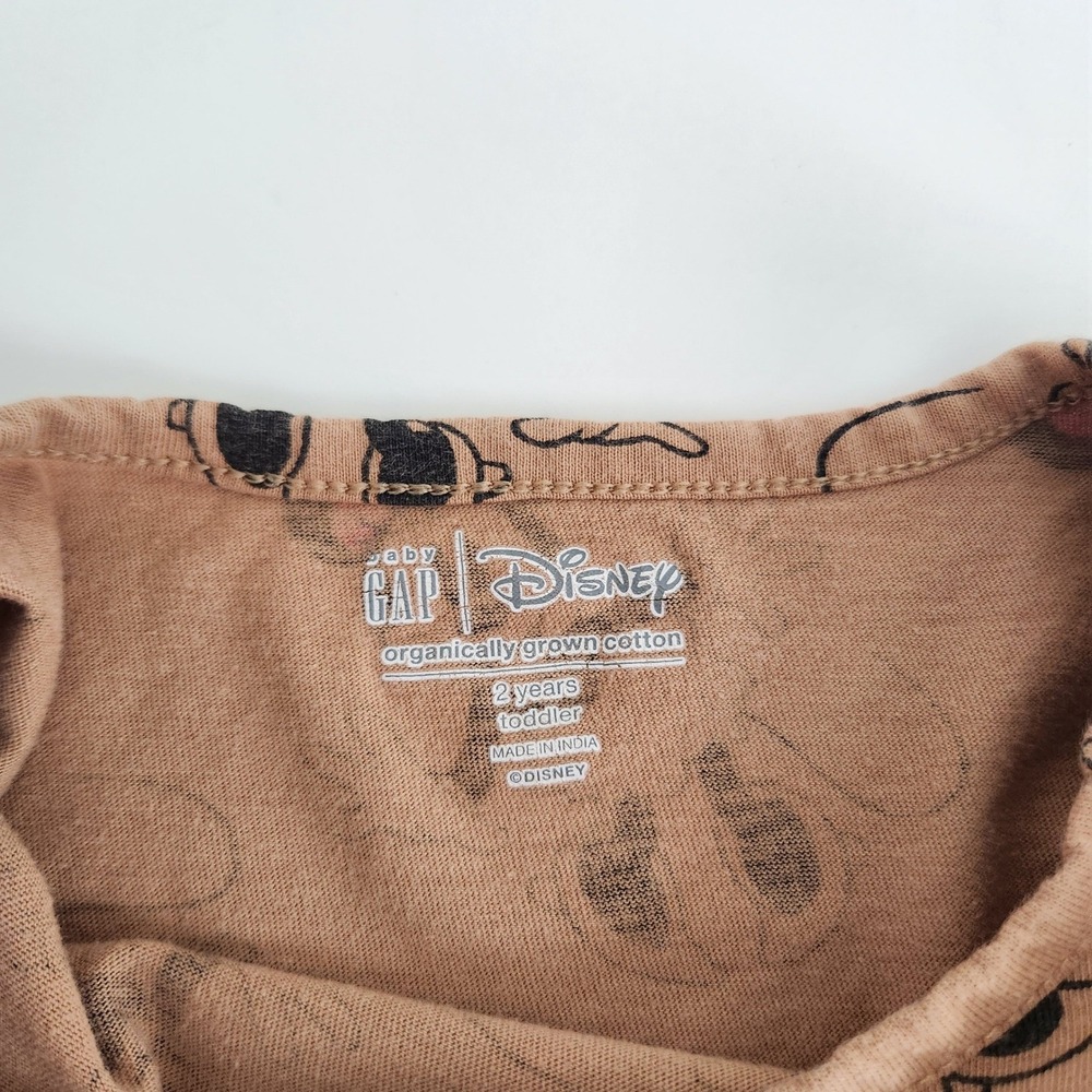 Baby Gap Disney Minnie Mouse Tan Peplum Long Sleeve Top Organic Cotton size 2T - Picture 3 of 5